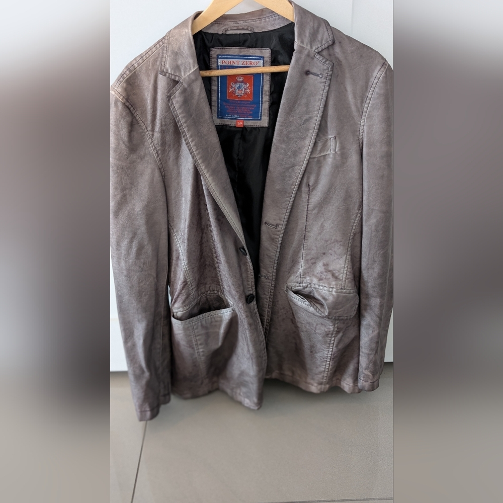 Point Zero Collection | Distressed Leather Blazer